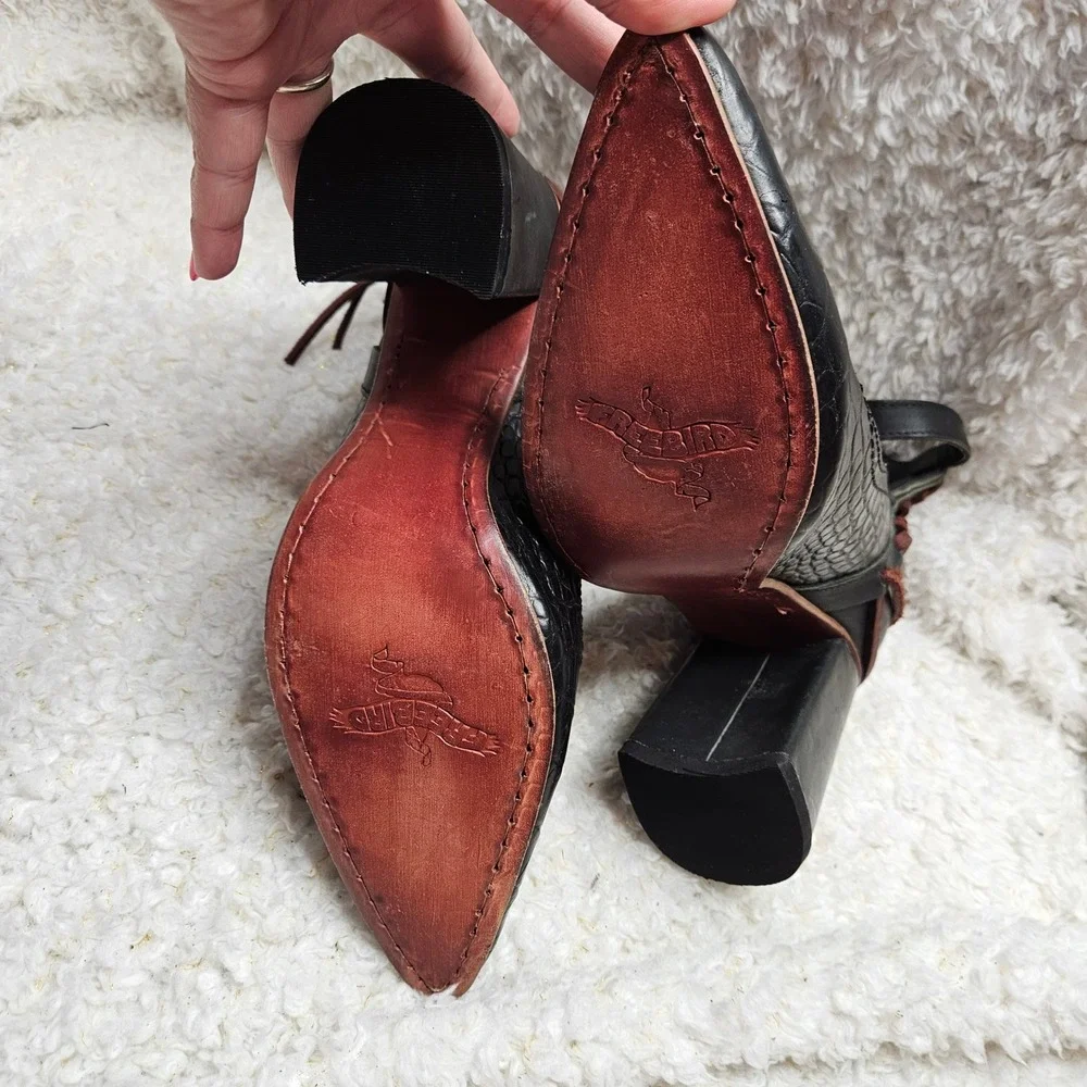 Freebird by Steven Jillian Leather Block Heel Pumps sz 10
